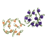 Maxbell 10x felt satin ribbon flowers floret embellishments DIY crafts  Orange