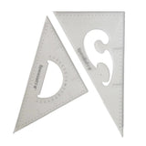 Maxbell 2 Pack 45/60/90 Degree Geometry Triangle Ruler Drawing Drafting Set
