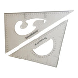 Maxbell 2 Pack 45/60/90 Degree Geometry Triangle Ruler Drawing Drafting Set