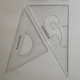 Maxbell 2 Pack 45/60/90 Degree Geometry Triangle Ruler Drawing Drafting Set