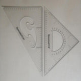 Maxbell 2 Pack 45/60/90 Degree Geometry Triangle Ruler Drawing Drafting Set