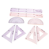 Maxbell 2Set/8x 45/60 Degree Geometry Triangle Ruler Straight Ruler Drawing Drafting