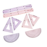 Maxbell 2Set/8x 45/60 Degree Geometry Triangle Ruler Straight Ruler Drawing Drafting