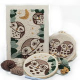 Maxbell 1 Set Animal Punch Needle Kits with Punch Embroidery Pen DIY Crafts - Owl