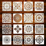 Maxbell 16Pcs Craft Embossing Template Wall Mandala Painting Layering Stencils DIY