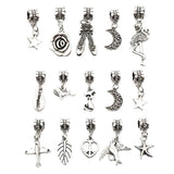Maxbell 15 Pieces Tibetan Silver Charms Pendant DIY Necklace Making