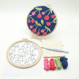 Maxbell Punch Needle Kits with Punch Embroidery Wood Hoop DIY Crafts Cherry