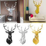 Mirror Deer Head Acrylic Wall Sticker Decal Removable 3D Home Decors Black