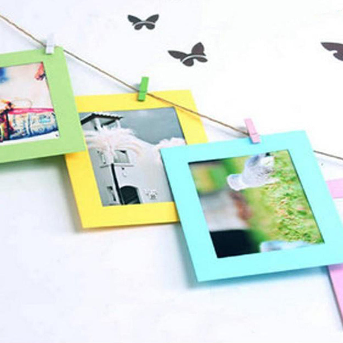 Paper Photo Picture Frame Display Craft Rope Clip Ornaments 9pcs 6in