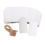 100Pcs Paper Gift Tags Scallop Label Blank + Strings for Wedding Party White