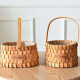 Handmade Rattan Woven Flower Hand Baskets for Home Garden Cosmetic Snack Vertical round