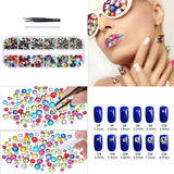 12 Grids Mixed Size Nail Rhinestones Gems Art Fashion Glitter Jewels Decor Mixed Color