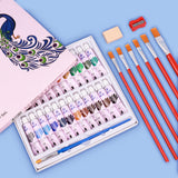 Maxbell Acrylic Paint Set with 1 Paint Brush Rich Pigments for Crafts 24 Colors