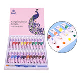 Maxbell Acrylic Paint Set with 1 Paint Brush Rich Pigments for Crafts 24 Colors