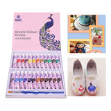 Maxbell Acrylic Paint Set with 1 Paint Brush Rich Pigments for Crafts 24 Colors