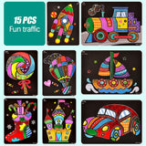 Maxbell Art Craft Transfer Cartoon Paint Creative Learning Drawing Transportation