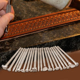 Maxbell 20PCS Leather Tools Working Saddle Making Set Carving Craft Stamp Punch Tool White