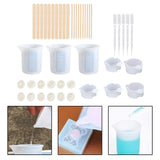 Maxbell DIY Silicone Mixing Measuring Cups UV Resin Mold DIY Casting Jewelry Tool 43PCS