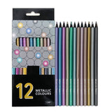 Maxbell 12Pcs Drawing Metallic Pencil Sketching Pencil Tool Painting for Adults Teen