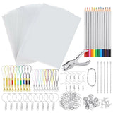 Maxbell Heat Shrink Plastic Sheets Set Shrinky Film for Keychain 198 Pieces