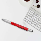 Maxbell Screen Tool Stylus Pen With Spirit Level Multitool Ruler Screwdriver 6 in1 Red