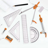 Maxbell Math Geometry Kit Compass Set Protractor Triangle Ruler School Teachers Orange