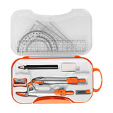 Maxbell Math Geometry Kit Compass Set Protractor Triangle Ruler School Teachers Orange