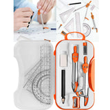 Maxbell Math Geometry Kit Compass Set Protractor Triangle Ruler School Teachers Orange