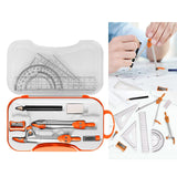 Maxbell Math Geometry Kit Compass Set Protractor Triangle Ruler School Teachers Orange