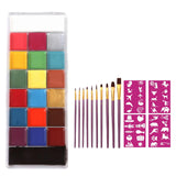 Maxbell 20 Colors Face and Body Paint Washable for Costume Body Art Adults Rose red stencils