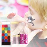 Maxbell 20 Colors Face and Body Paint Washable for Costume Body Art Adults Rose red stencils