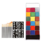 Maxbell 20 Colors Face and Body Paint Washable for Costume Body Art Adults Black stencils