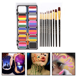 Maxbell Painting Palette Makeup Kit Wood Handle Paint Brush Kids Face Body Paint Set