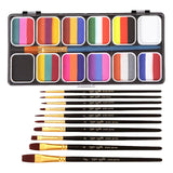 Maxbell Painting Palette Makeup Kit Wood Handle Paint Brush Kids Face Body Paint Set