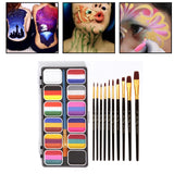 Maxbell Painting Palette Makeup Kit Wood Handle Paint Brush Kids Face Body Paint Set