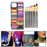 Maxbell Painting Palette Makeup Kit Wood Handle Paint Brush Kids Face Body Paint Set