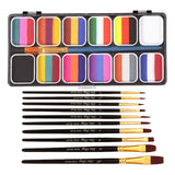 Maxbell Painting Palette Makeup Kit Wood Handle Paint Brush Kids Face Body Paint Set