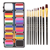 Maxbell Painting Palette Makeup Kit Wood Handle Paint Brush Kids Face Body Paint Set