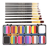 Maxbell Painting Palette Makeup Kit Wood Handle Paint Brush Kids Face Body Paint Set