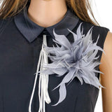 Maxbell Women Ladies Feather Brooch Decor for Wedding Halloween Black