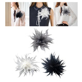 Maxbell Women Ladies Feather Brooch Decor for Wedding Halloween Black