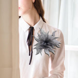 Maxbell Women Ladies Feather Brooch Decor for Wedding Halloween Gray