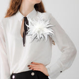Maxbell Women Ladies Feather Brooch Decor for Wedding Halloween White