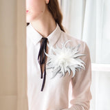 Maxbell Women Ladies Feather Brooch Decor for Wedding Halloween White