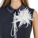 Maxbell Women Ladies Feather Brooch Decor for Wedding Halloween White