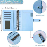 Maxbell A6 PU Leather Binder Notebooks Binder Pockets bag Planner Blue