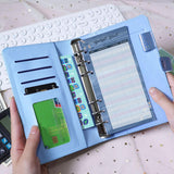 Maxbell A6 PU Leather Binder Notebooks Binder Pockets bag Planner Blue
