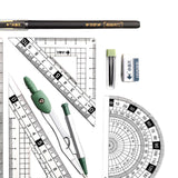 Maxbell Geometry Math Ruler Triangle Ruler Protractor Straight Ruler for Measuring Green