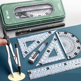Maxbell Geometry Math Ruler Triangle Ruler Protractor Straight Ruler for Measuring Green