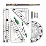 Maxbell Geometry Math Ruler Triangle Ruler Protractor Straight Ruler for Measuring Green